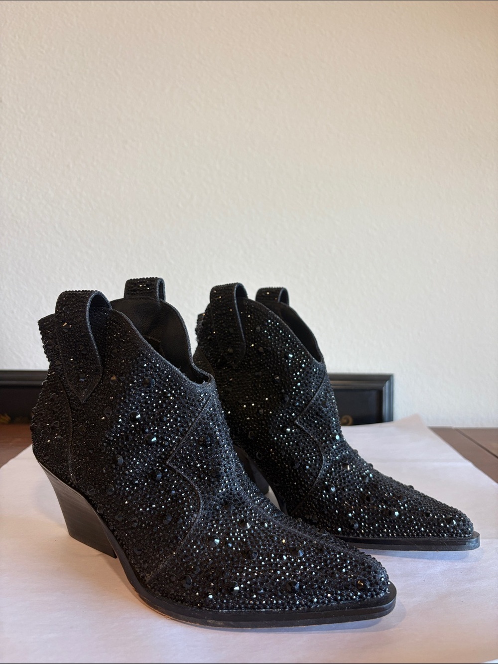 Jessica Simpson Black Ankle Boots Glitter Galor - Picture 3 of 5